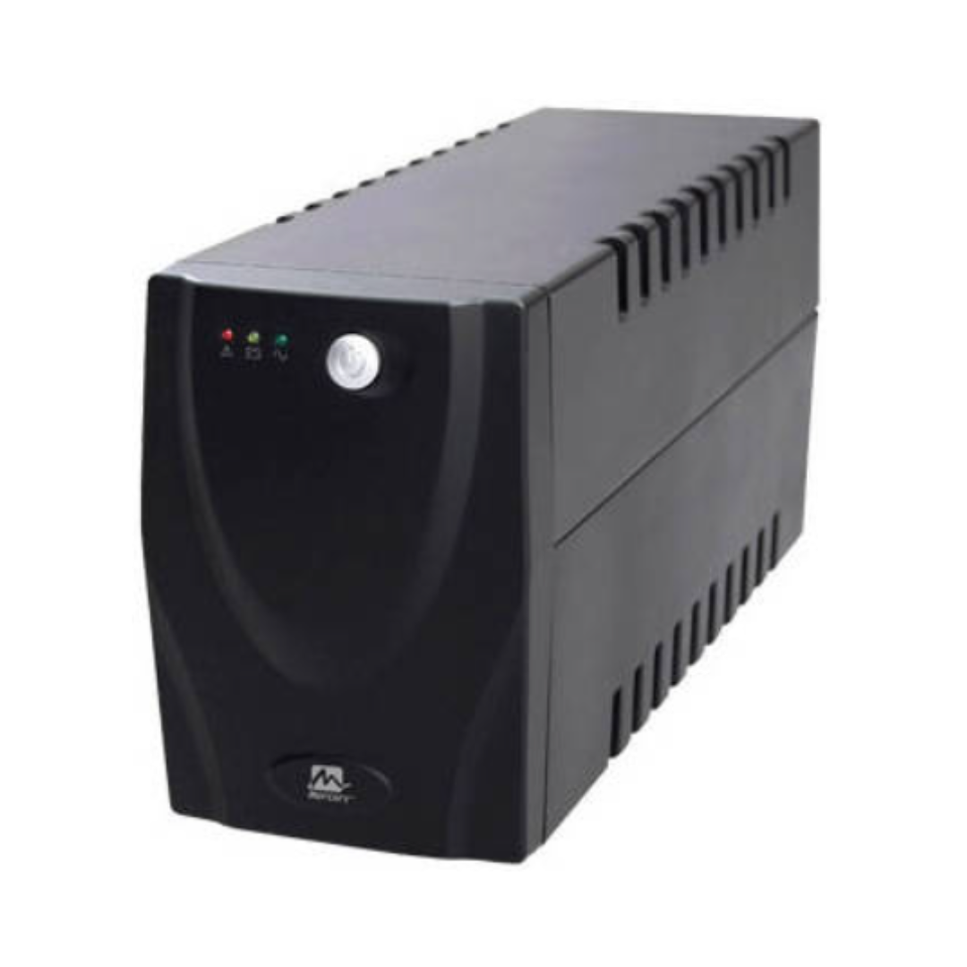 Black uninterruptible power supply (UPS) on a white background